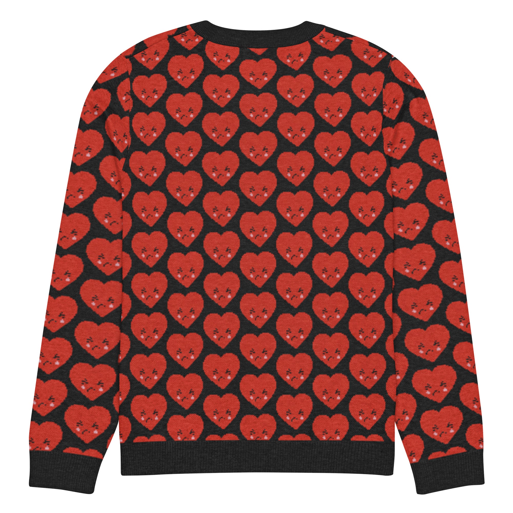 Red Broken Hearts Knitted Crew Neck Sweater