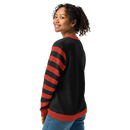 Red and Black Stripe Knitted Crew Neck Sweater