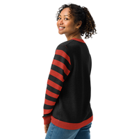 Red and Black Stripe Knitted Crew Neck Sweater