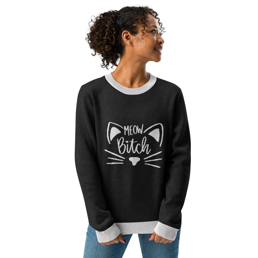 Meow B***h Knitted Crew Neck Sweater