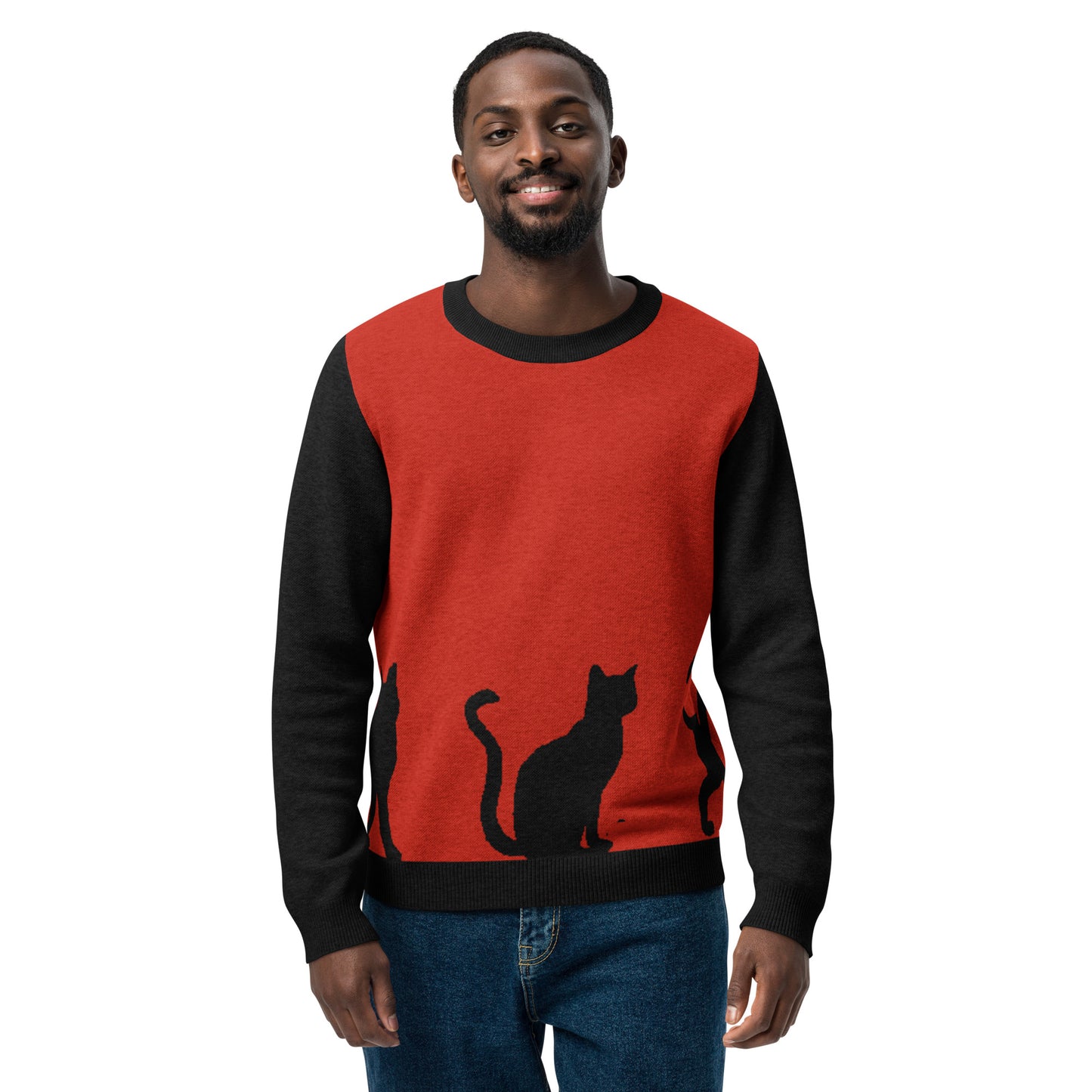 Catting Around Knitted Crew Neck Sweater