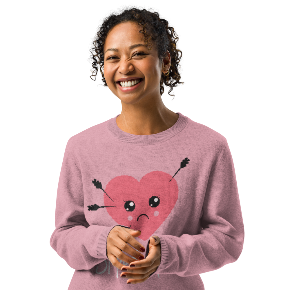 Stupid Cupid Knitted Crew Neck Sweater