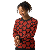 Red Broken Hearts Knitted Crew Neck Sweater