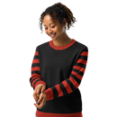 Red and Black Stripe Knitted Crew Neck Sweater