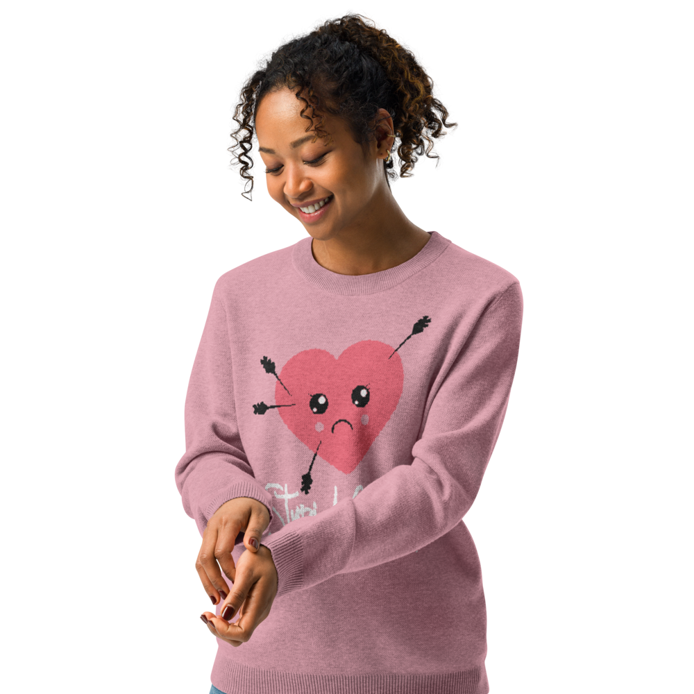 Stupid Cupid Knitted Crew Neck Sweater