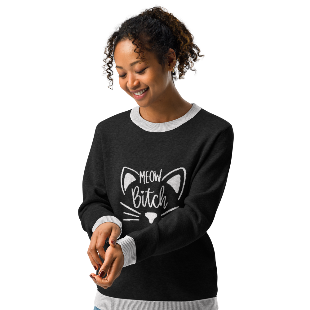 Meow B***h Knitted Crew Neck Sweater