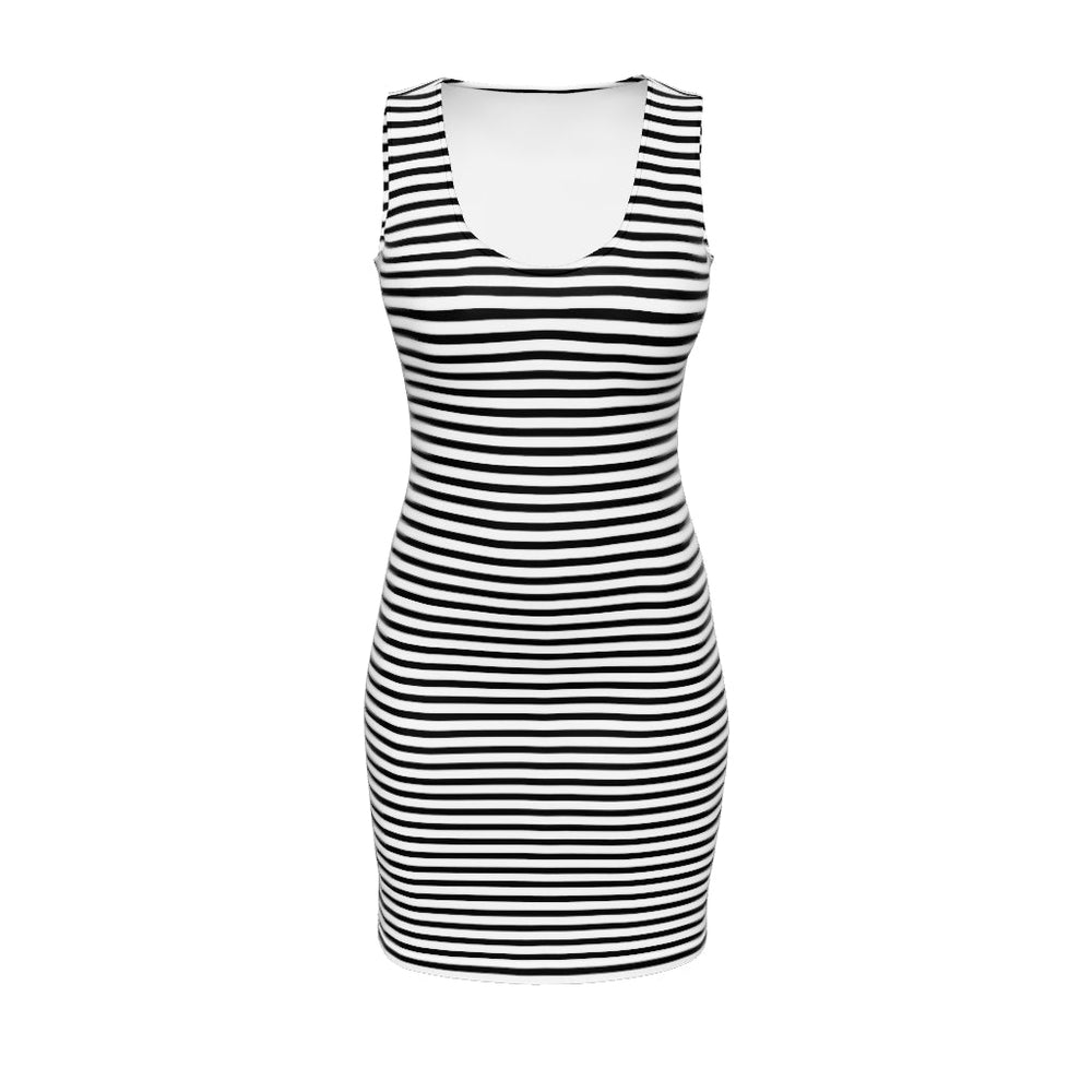 Monochrome Radiance: Black and White Striped Bodycon Dress