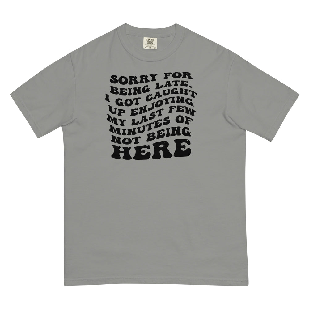 Heavyweight Garment-Dyed Unisex T-Shirt - Sorry for Being Late Sarcastic Quote