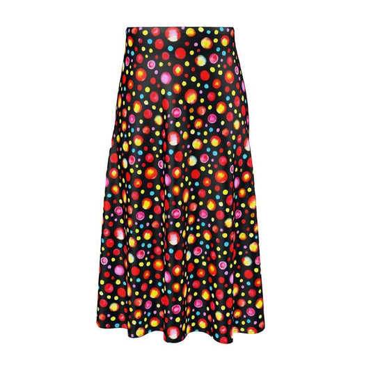 Rainbow Polkadots Midi Skirt