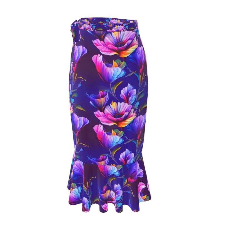 Purple Floral Flounce Skirt
