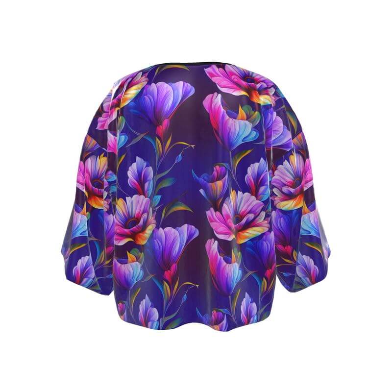 Luxurious Purple Floral Velvet Kimono Jacket
