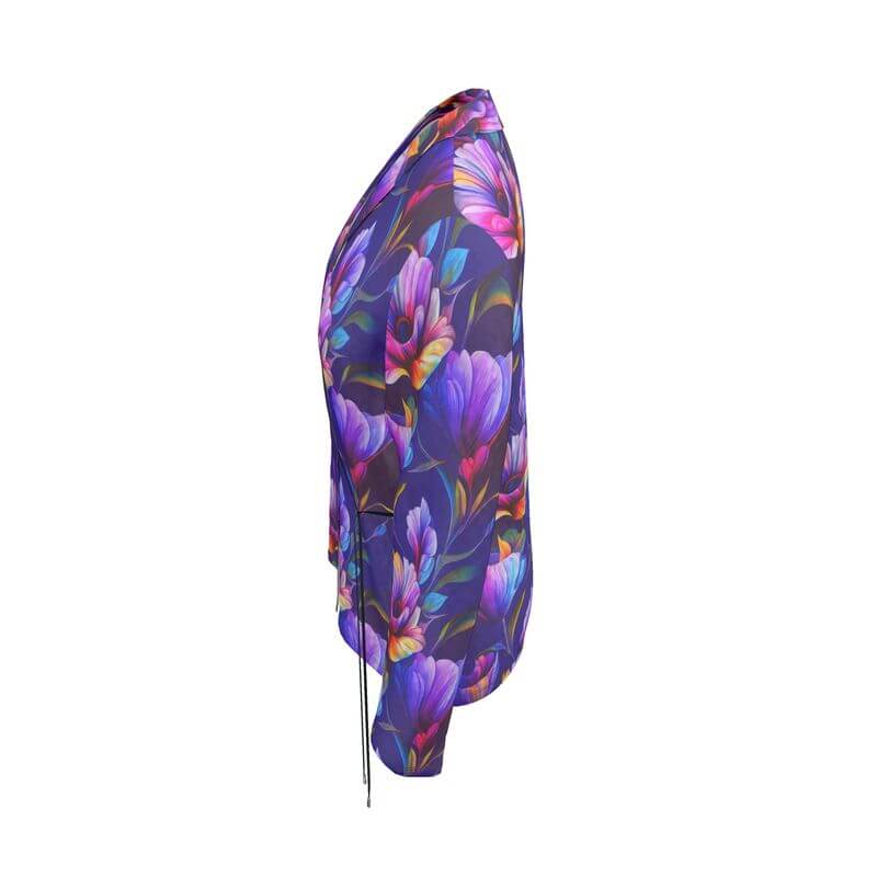 Purple Floral Wrap Blazer