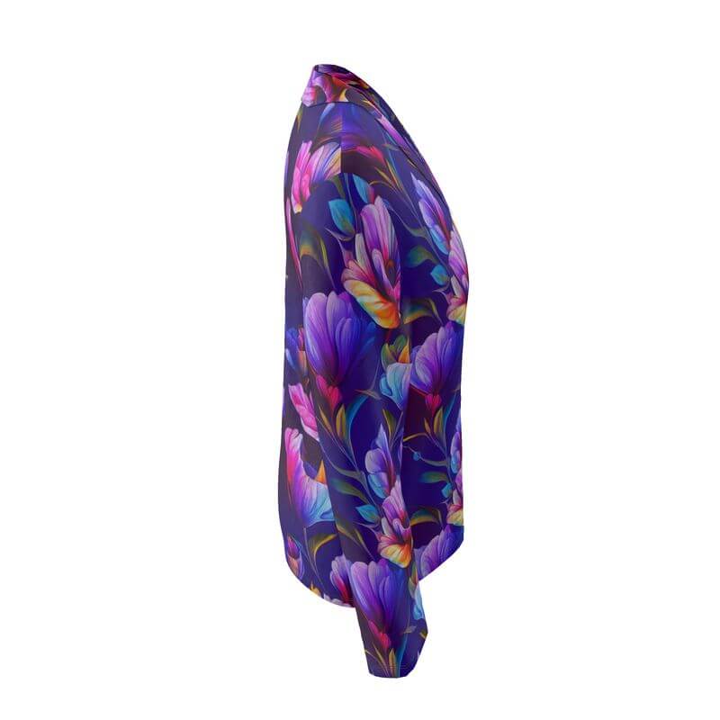 Purple Floral Wrap Blazer