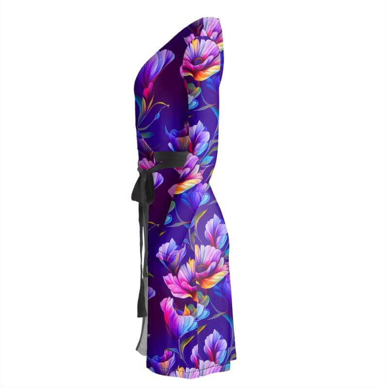 Purple Floral Wrap Dress