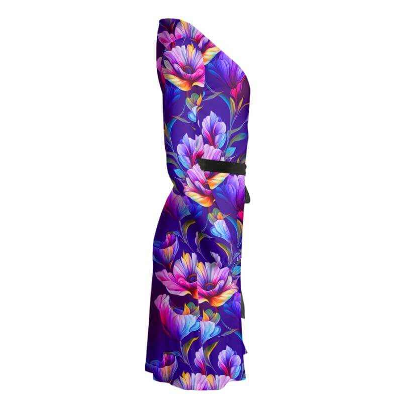 Purple Floral Wrap Dress