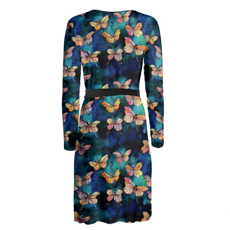 AI Butterflies Wrap Dress