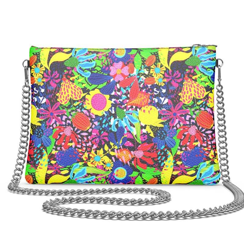 Floral Chaos Leather Crossbody Bag