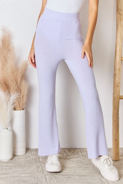 RISEN Full Size High Waist Ultra Soft Knit Flare Pants: Elegance & Comfort Combined
