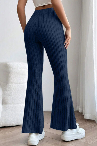 Basic Bae High-Waist Ribbed Flare Pants - Full Sized Comfort & Style