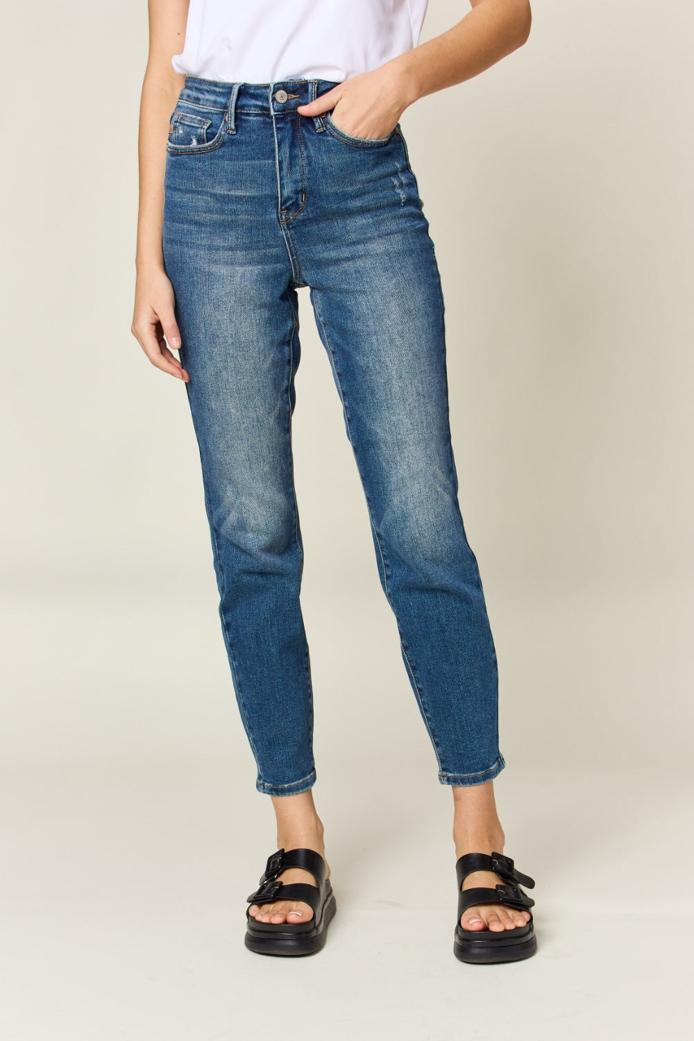 Judy Blue Full Size Tummy Control High Waist Slim Jeans - Confidence Boosting & Trendy Denim