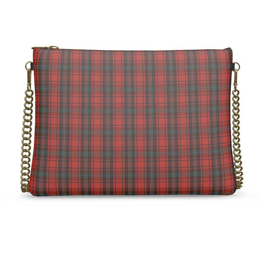 Luxurious Red Plaid Crossbody Leather Bag
