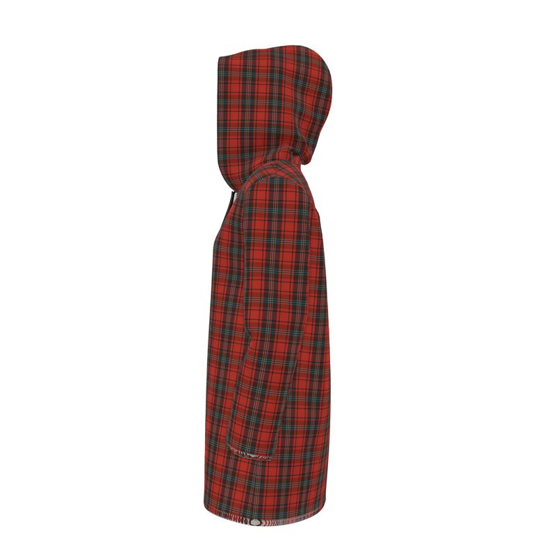 Chic Red Plaid Water-Resistant Hooded Rain Jacket