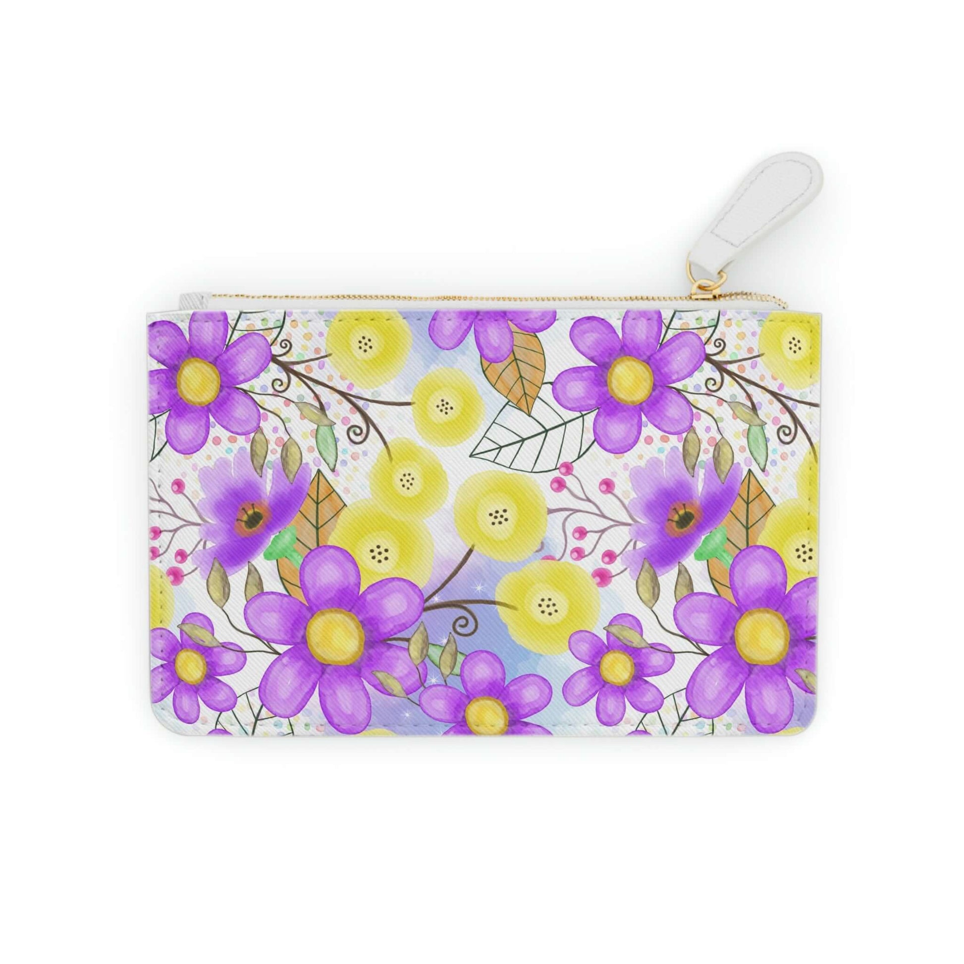 Lavender Floral Mini Clutch Bag 6.3” x 4” White
