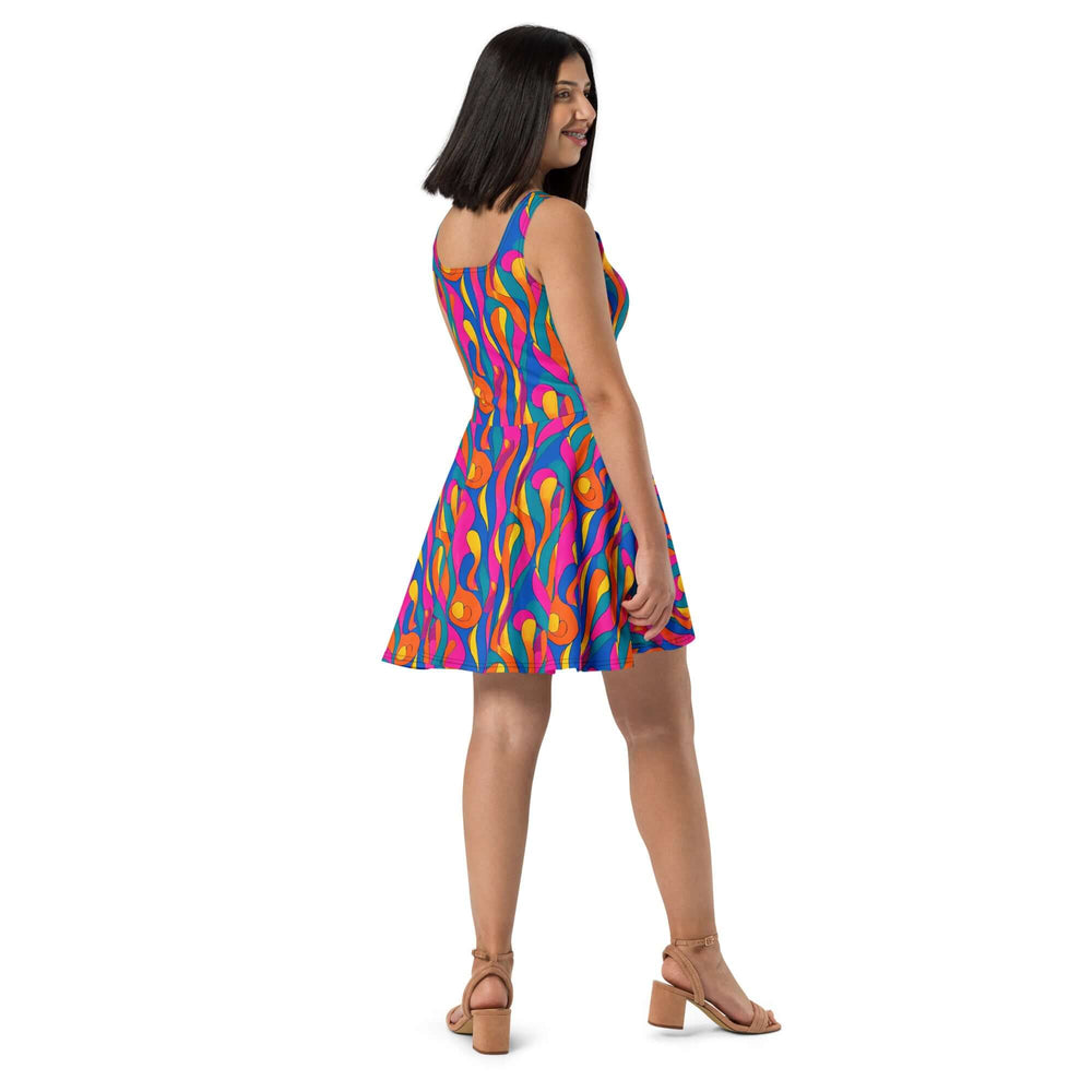 Abstract Swirls Skater Dress - Soft, Stretchy and Chic