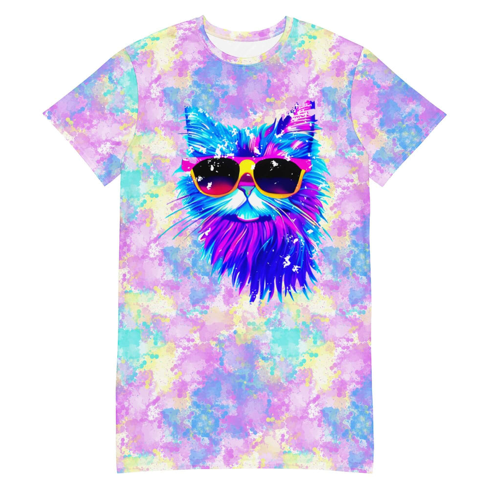 Vaporwave Cat T-shirt dress