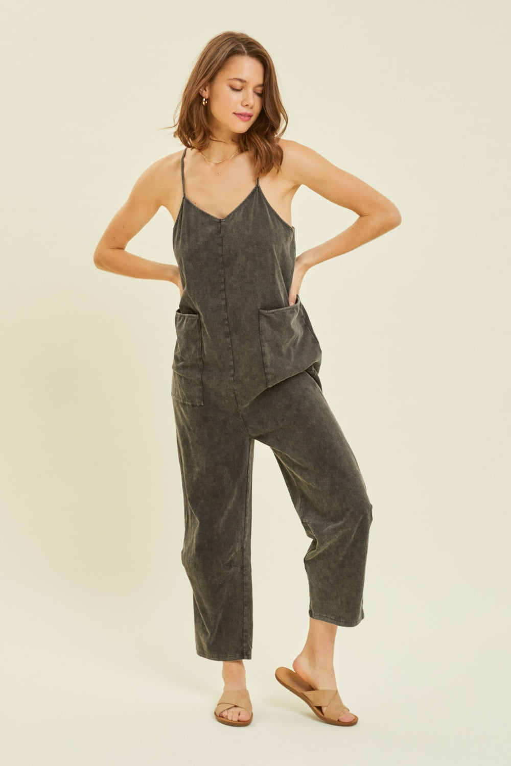 HEYSON Full Size Mineral-Washed-Oversized Jumpsuit with Pockets - Ultimate Blend of Comfort and Style