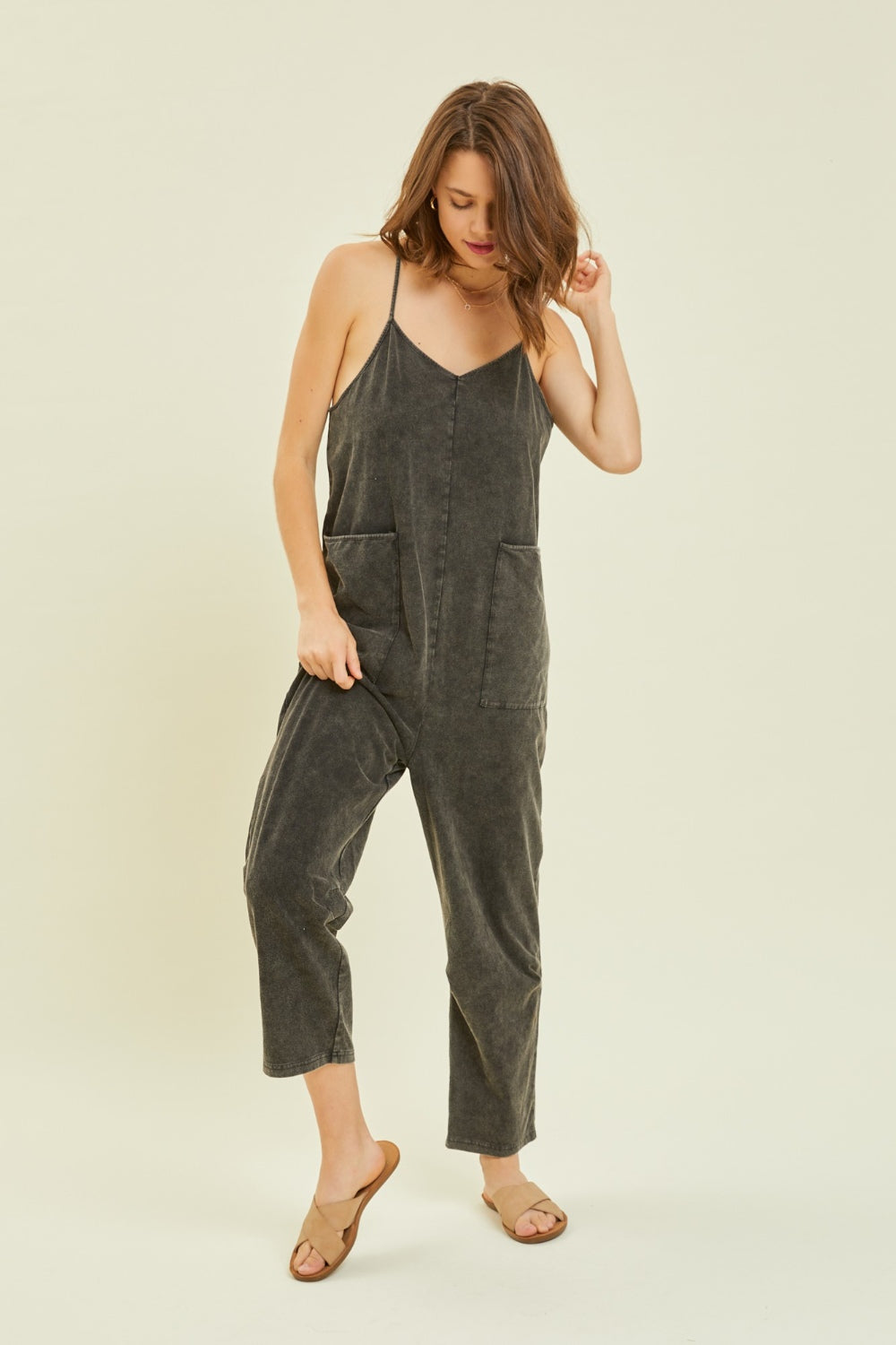 HEYSON Full Size Mineral-Washed-Oversized Jumpsuit with Pockets - Ultimate Blend of Comfort and Style